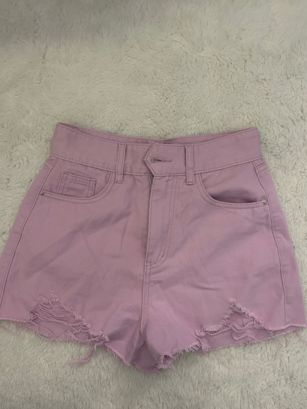 High-Waist Lilac Denim Shorts